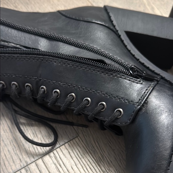 Black Lace-Up Ankle Boots - Picture 3 of 6